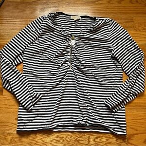 Michael Michael Kors black and white striped quarter zip top size 1X